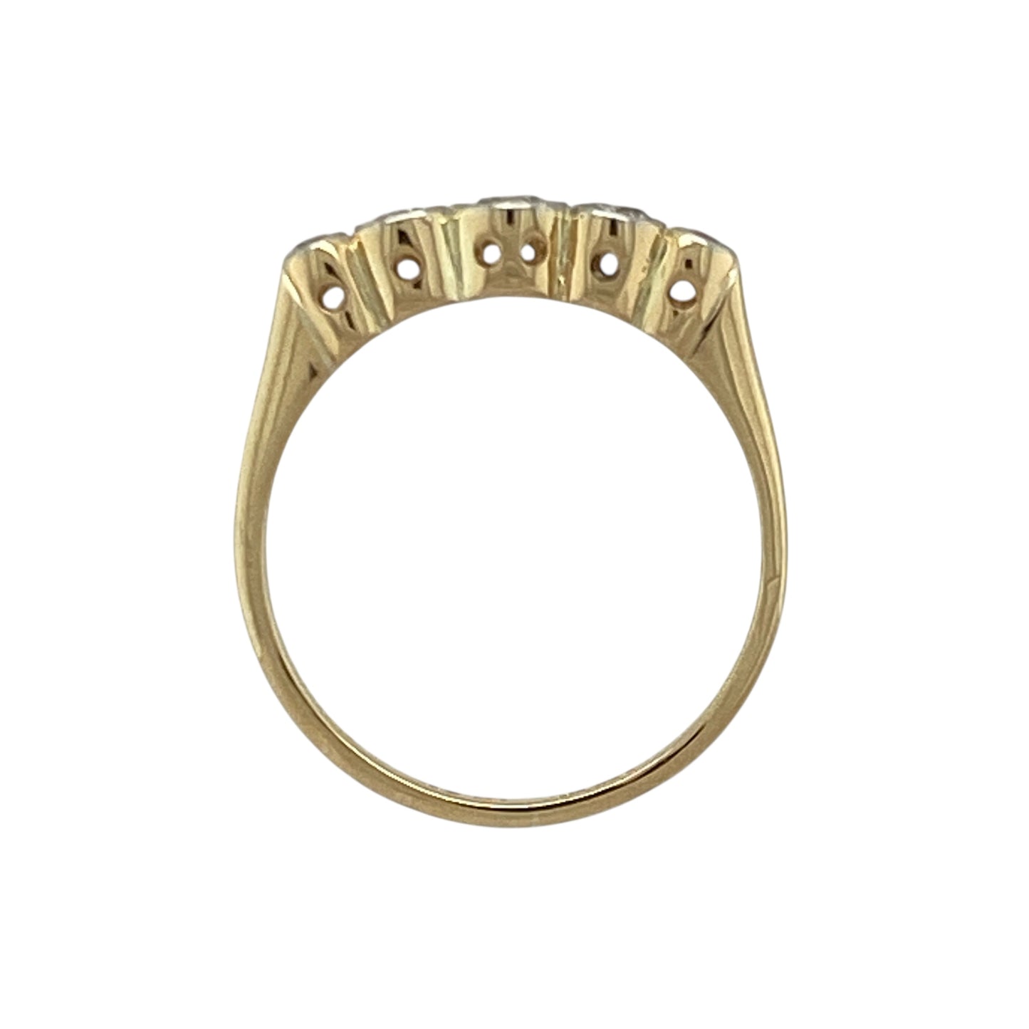 18ct Gold & Diamond Rubover Set Five Stone Vintage Ring