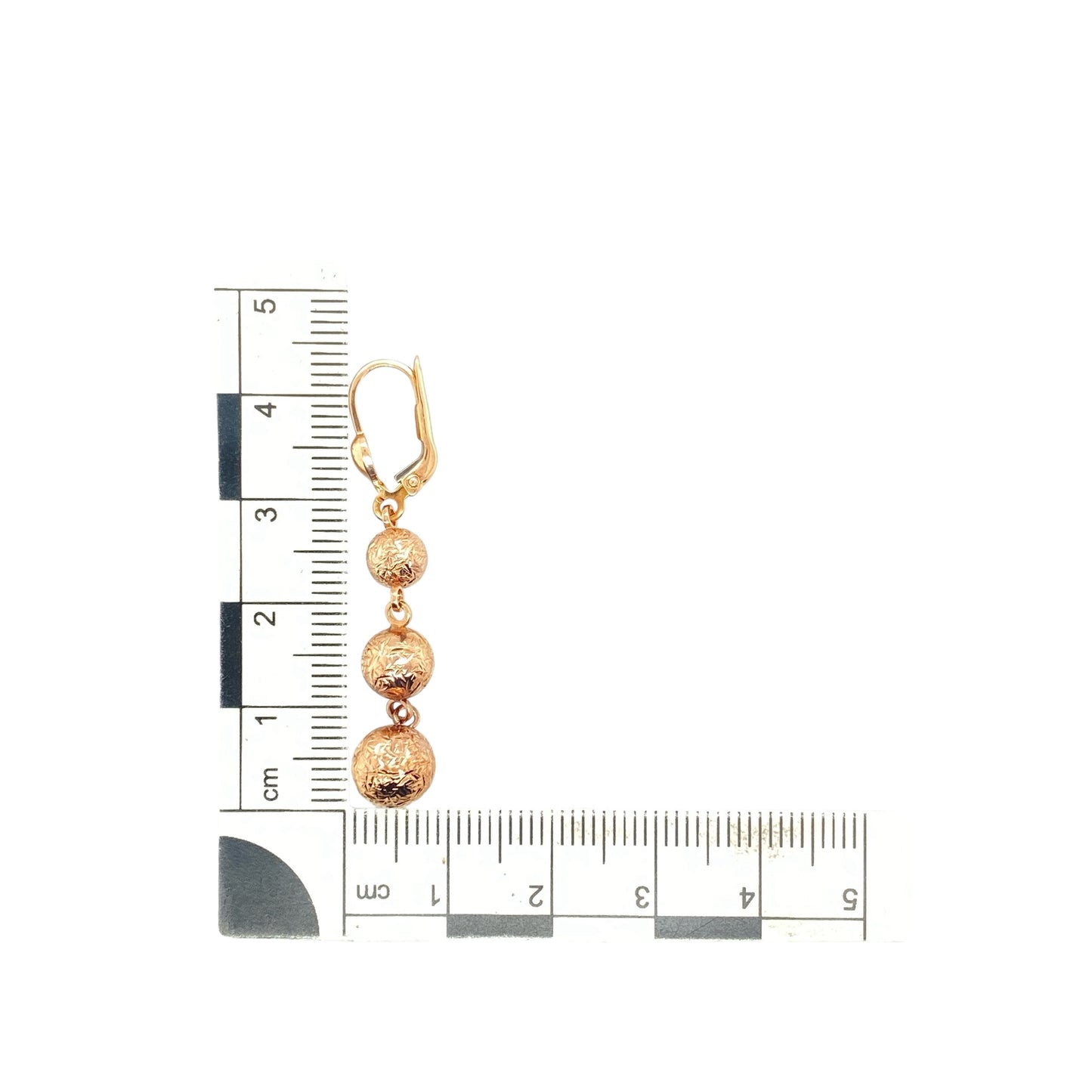 9ct Gold Patterned Ball Drop Earrings