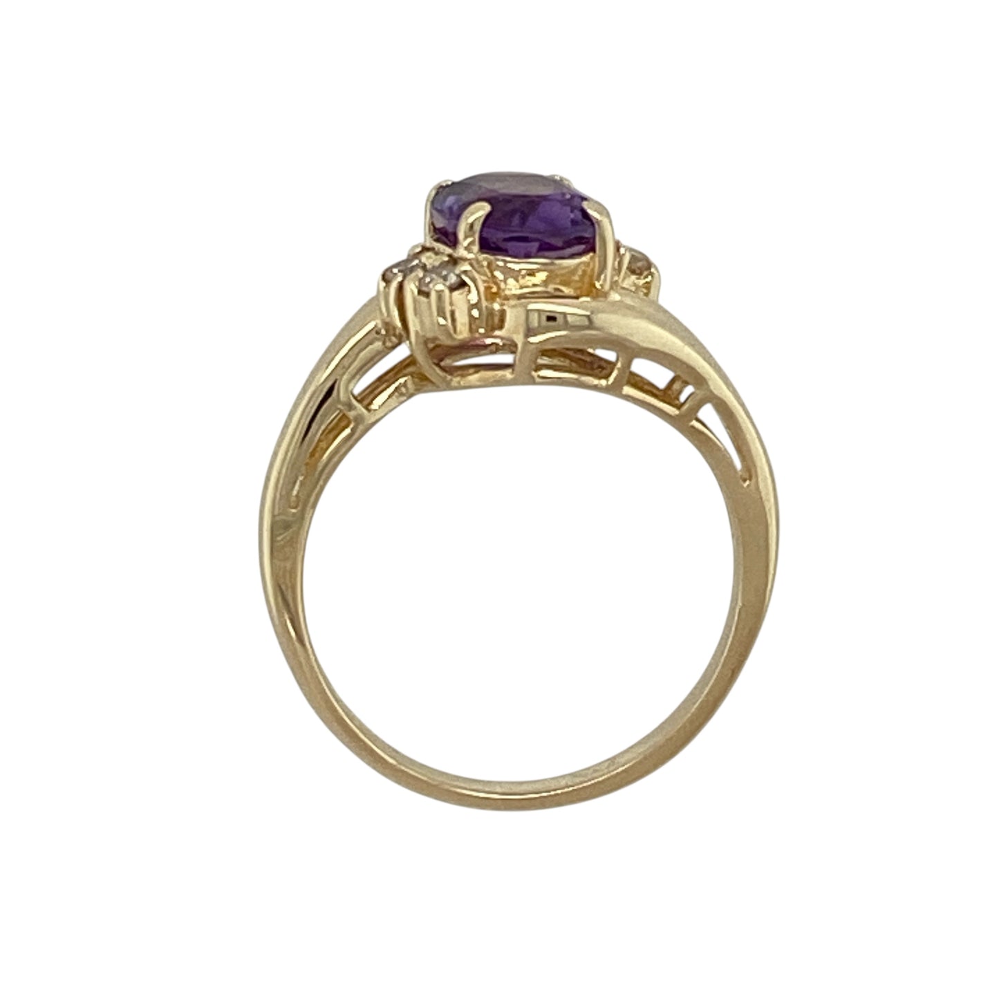 9ct Gold Diamond & Amethyst Set Ring