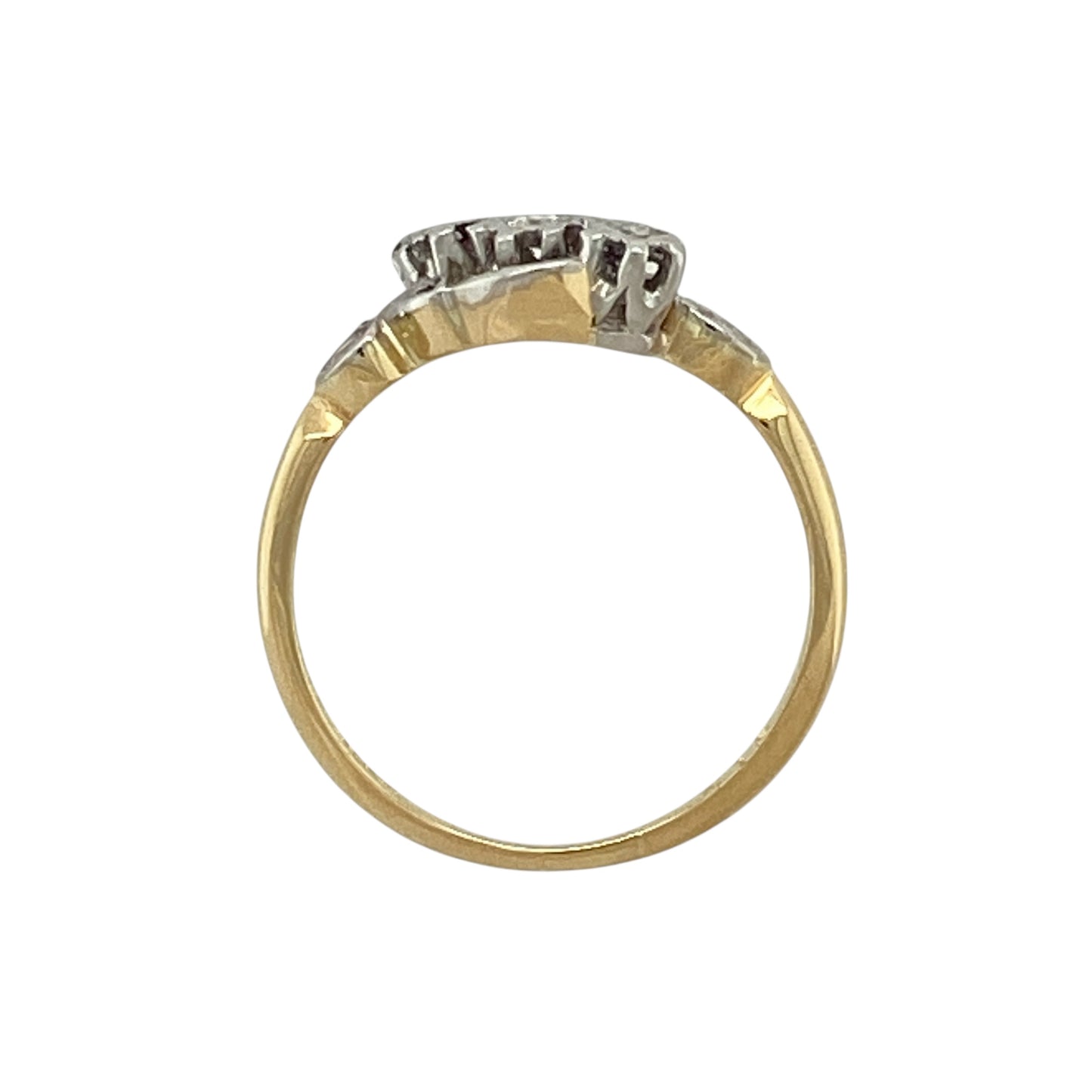 18ct Gold & Platinum Diamond Set Trilogy Twist Ring