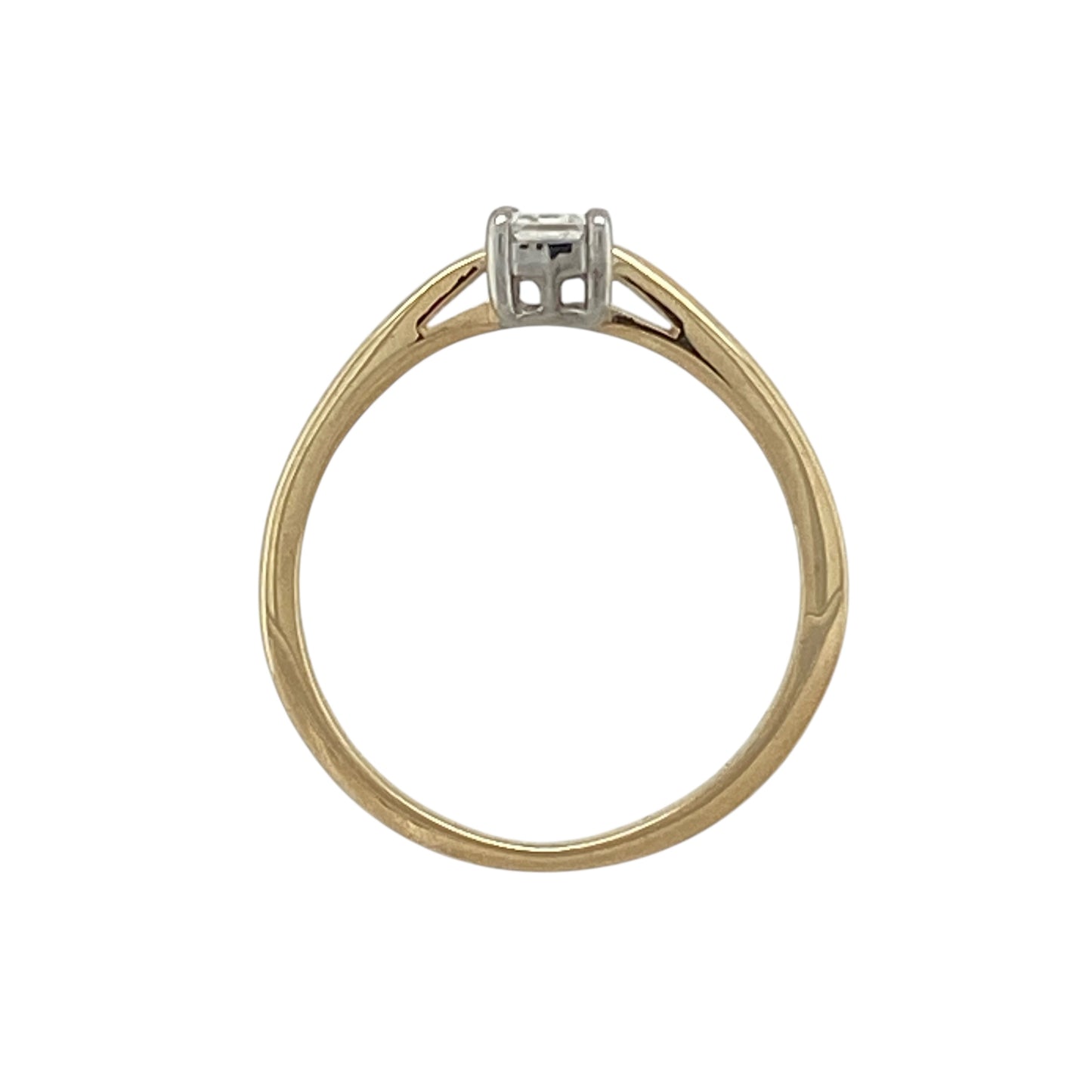 18ct Gold & Diamond Set Emerald Cut Solitaire Ring