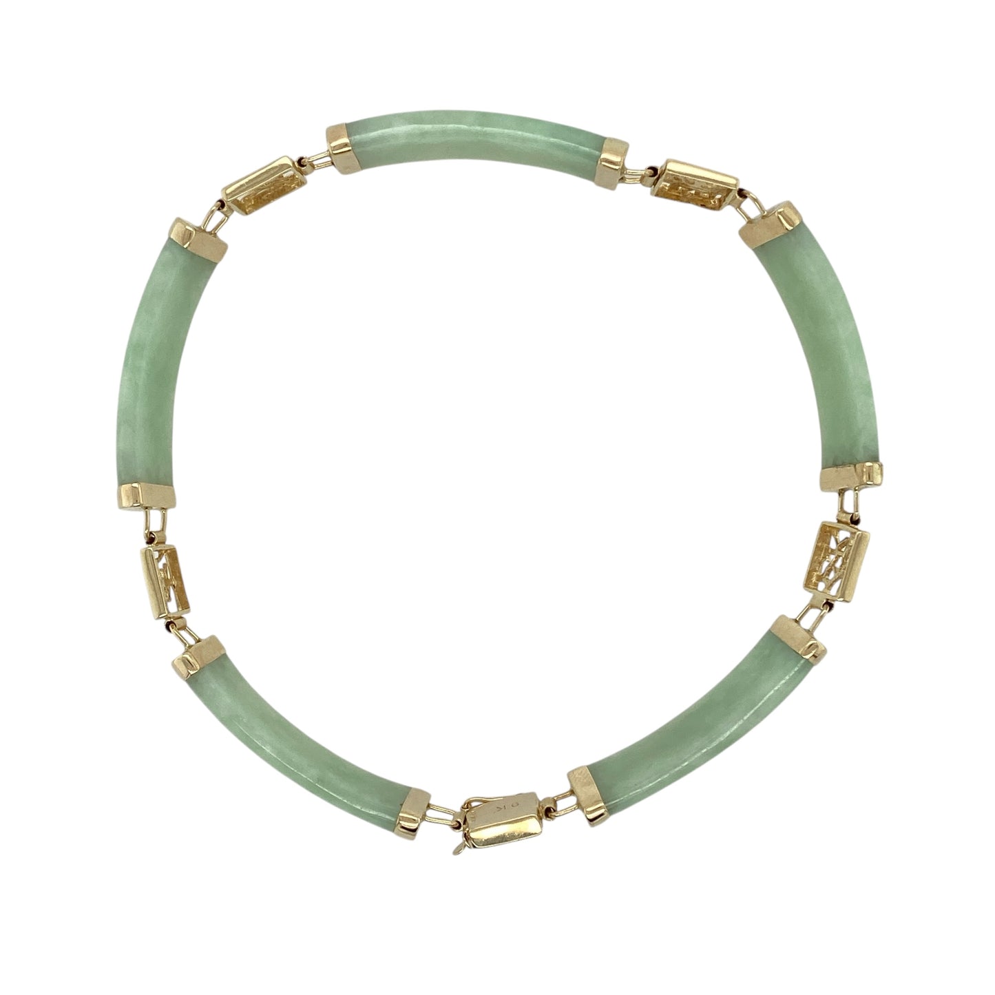 9ct Gold & Jade Set 7.5" Bracelet