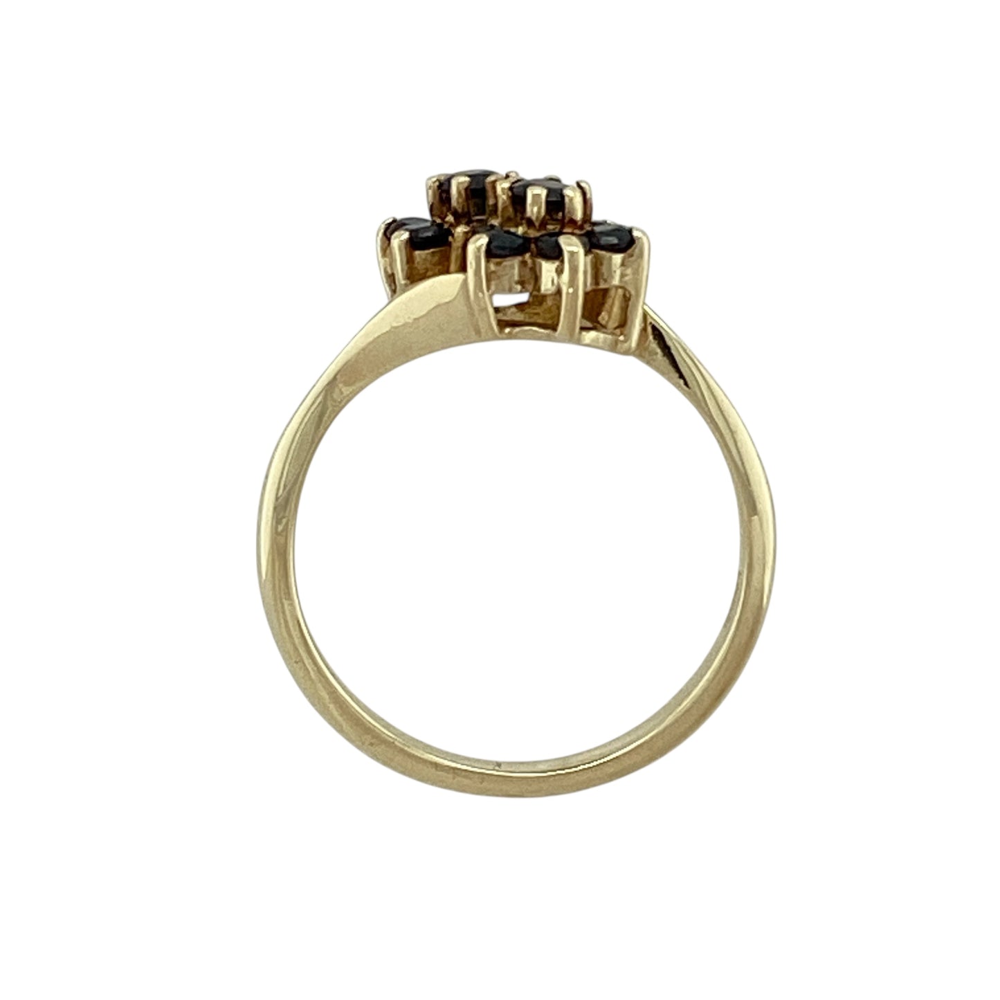 9ct Gold & Sapphire Set Double Cluster Ring