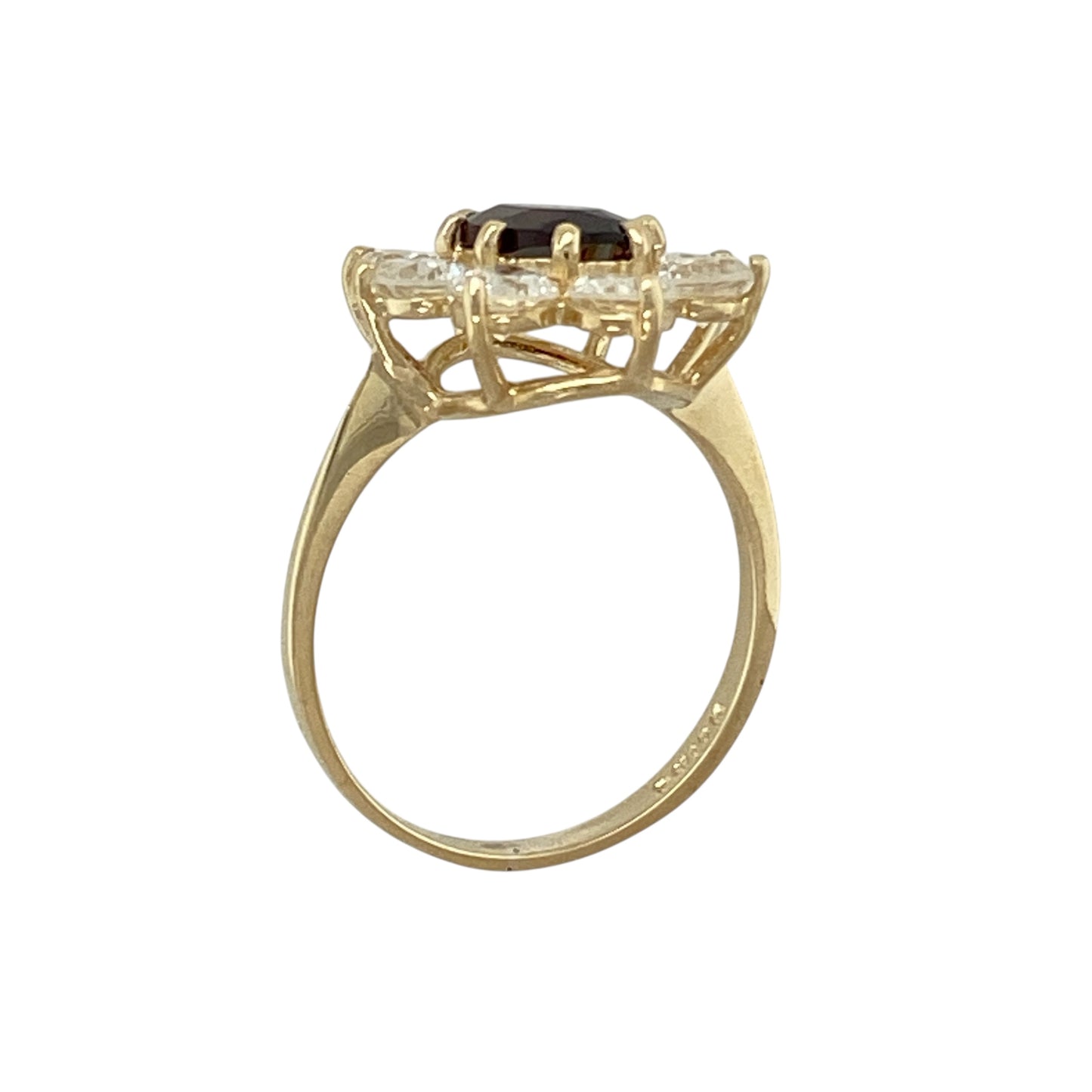 9ct Gold Garnet & Cubic Zirconia Set Flower Cluster Ring