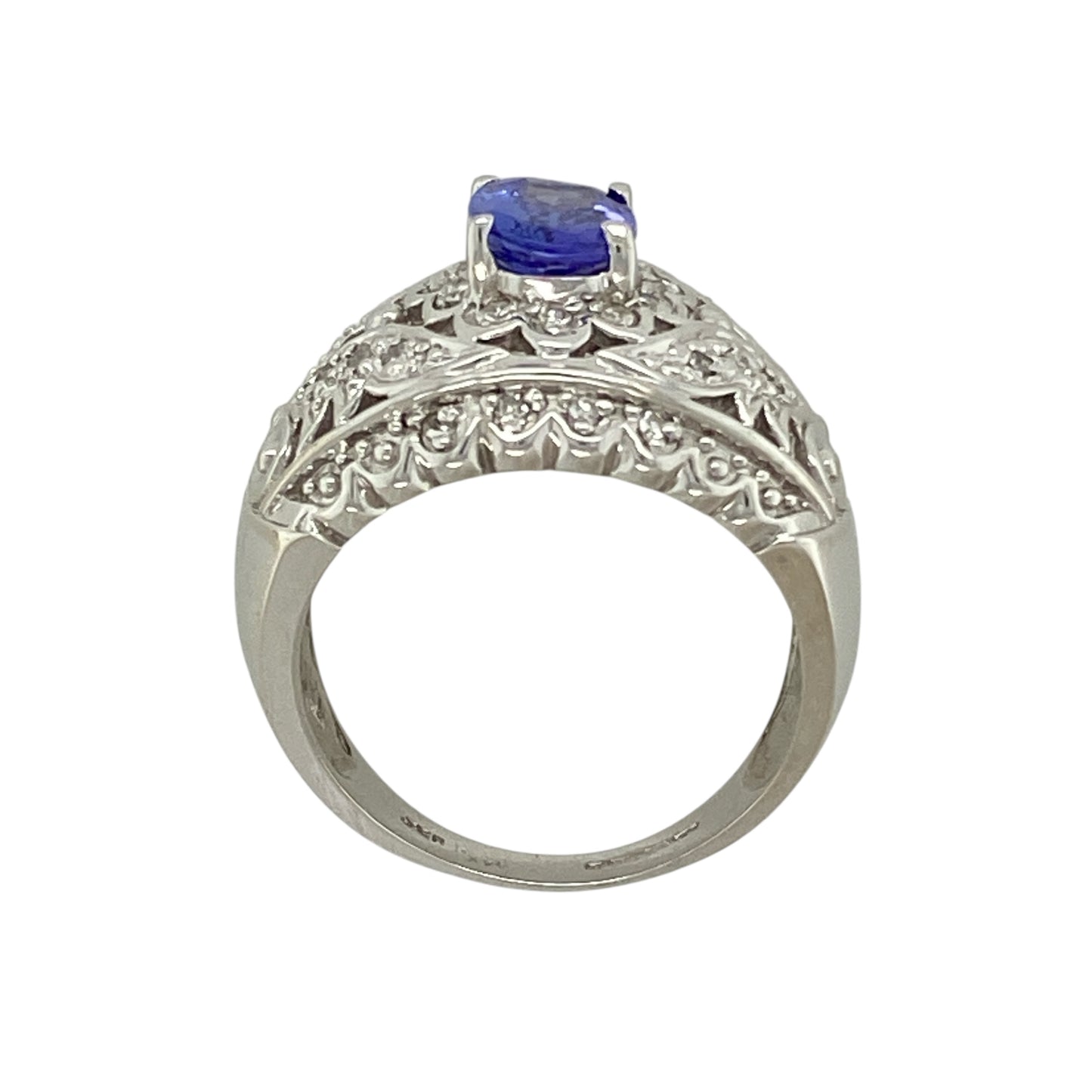 14ct White Gold Diamond & Tanzanite Set Dress Ring