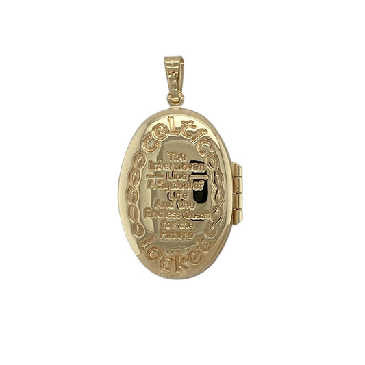 Bring meaningful symbolism and timeless design to your jewellery collection with this pre-owned 9ct yellow gold Celtic patterned oval locket, a beautifully detailed piece rich in heritage.
Design: The locket features an oval shape with an intricate Celtic interwoven pattern, creating a classic and decorative focal point with enduring appeal.
Material: Made from polished 9-carat yellow gold, the warm tone enhances the traditional Celtic detailing and gives the locket a timeless finish.