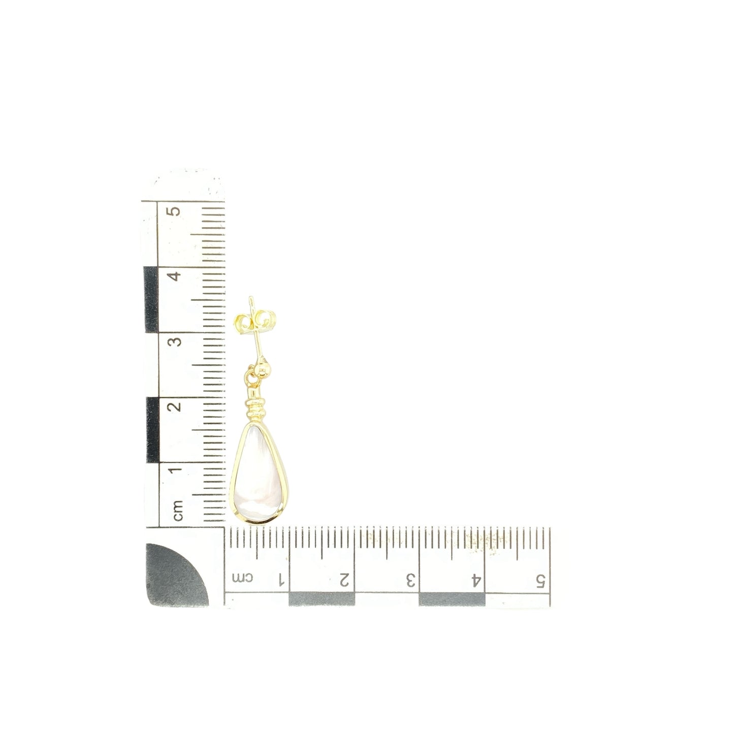 9ct Gold & Mother of Pearl Teardrop Drop Earrings