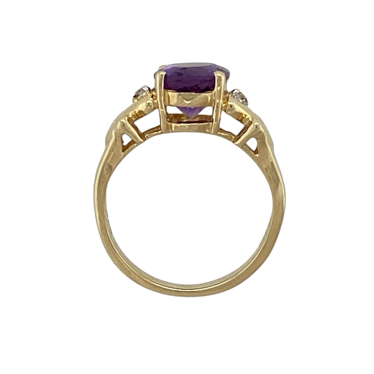 14ct Gold Diamond & Amethyst Set Ring