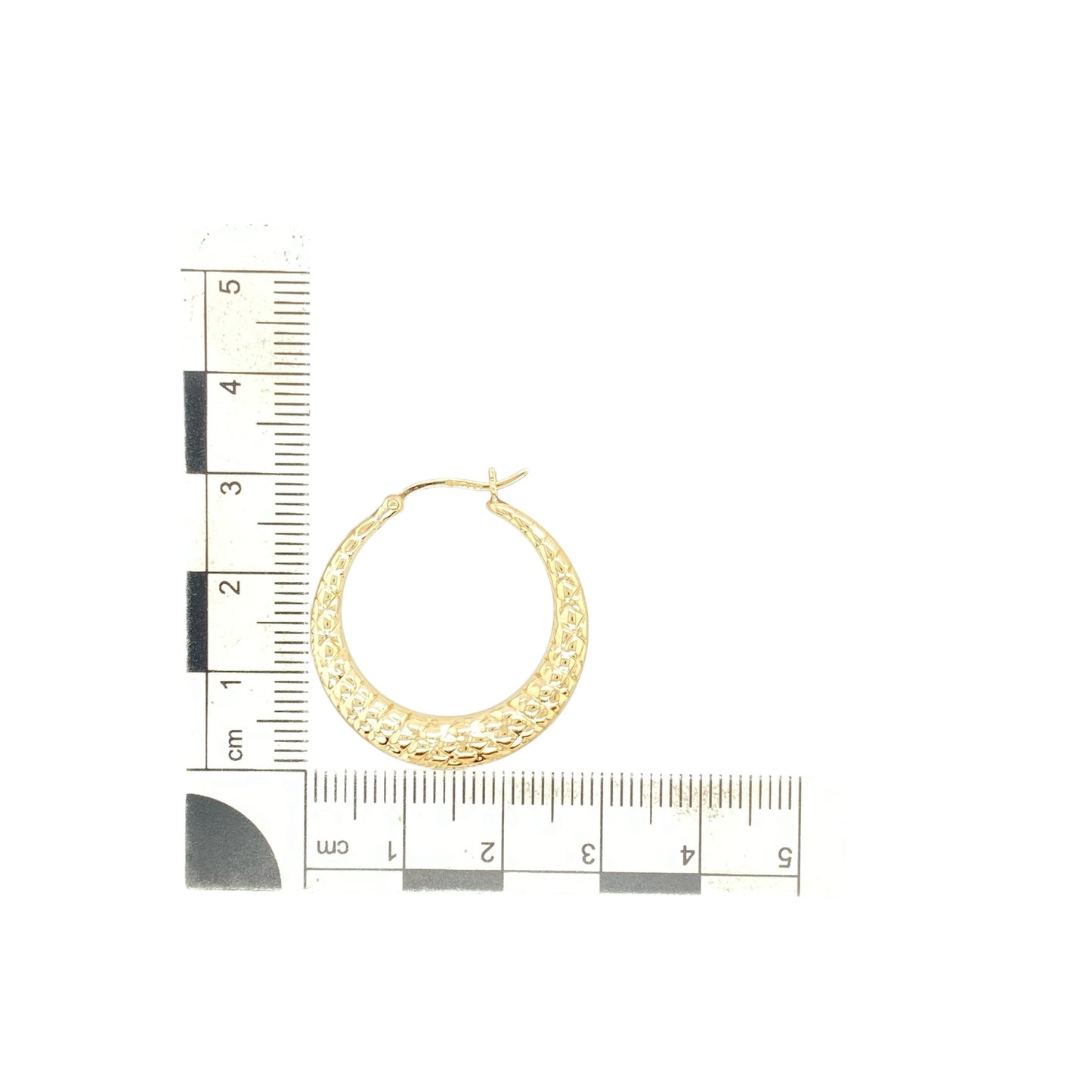 9ct Gold Textured Hoop Creole Earrings