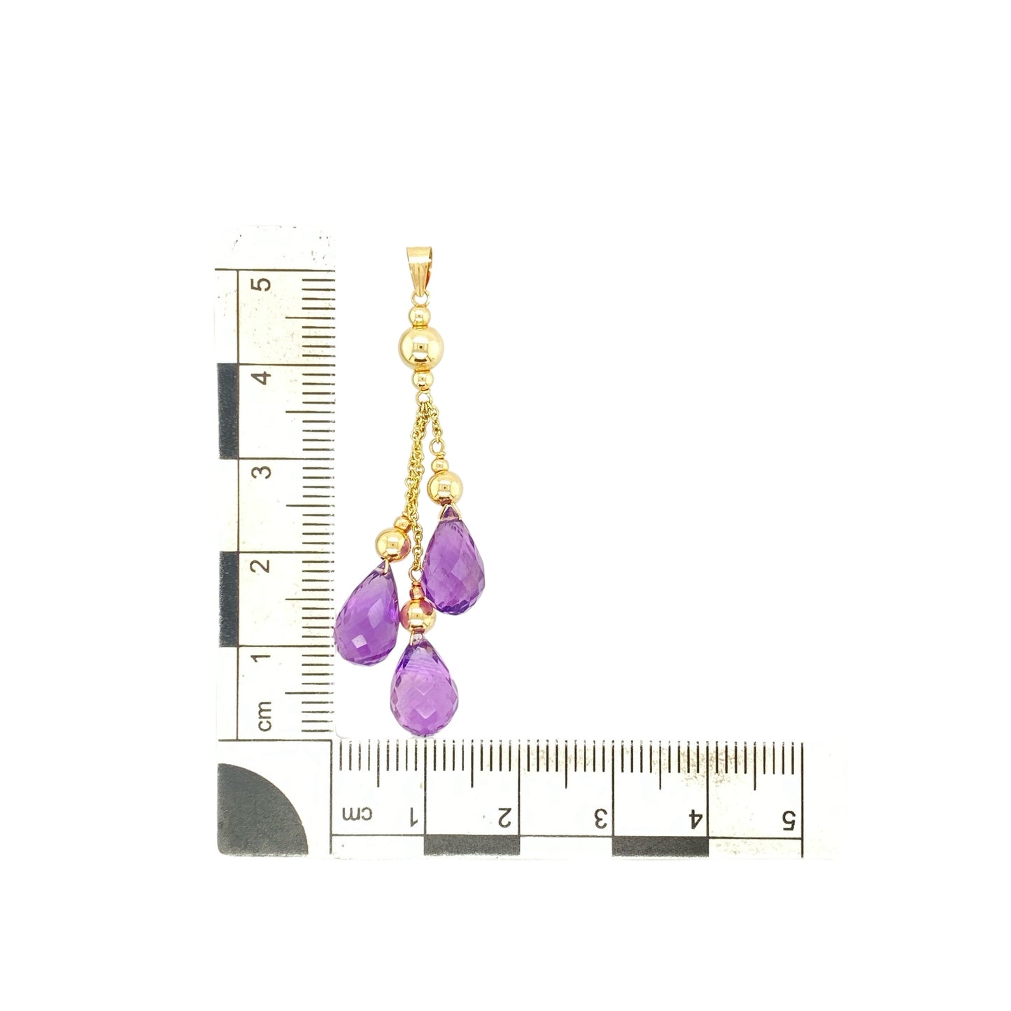 9ct Gold & Amethyst Set Drop Pendant