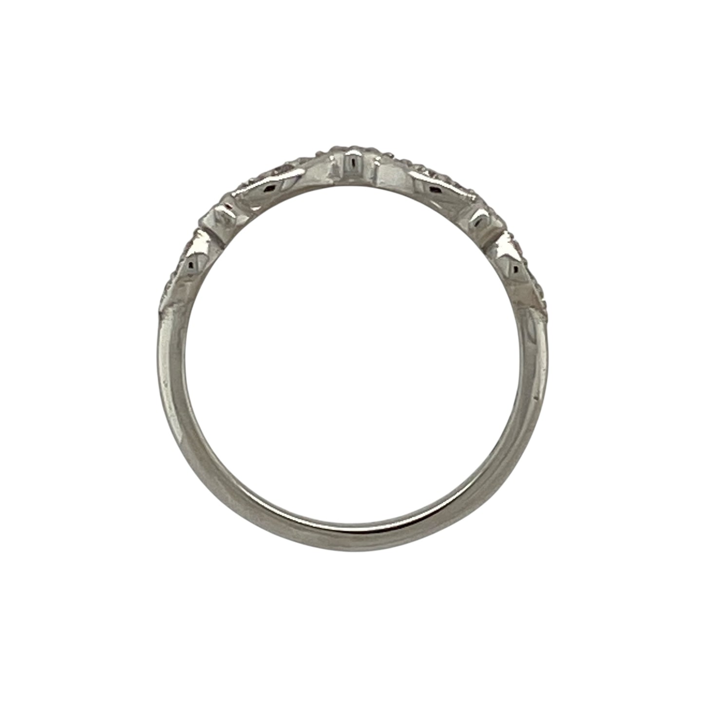 18ct White Gold & Diamond Set Wishbone Ring