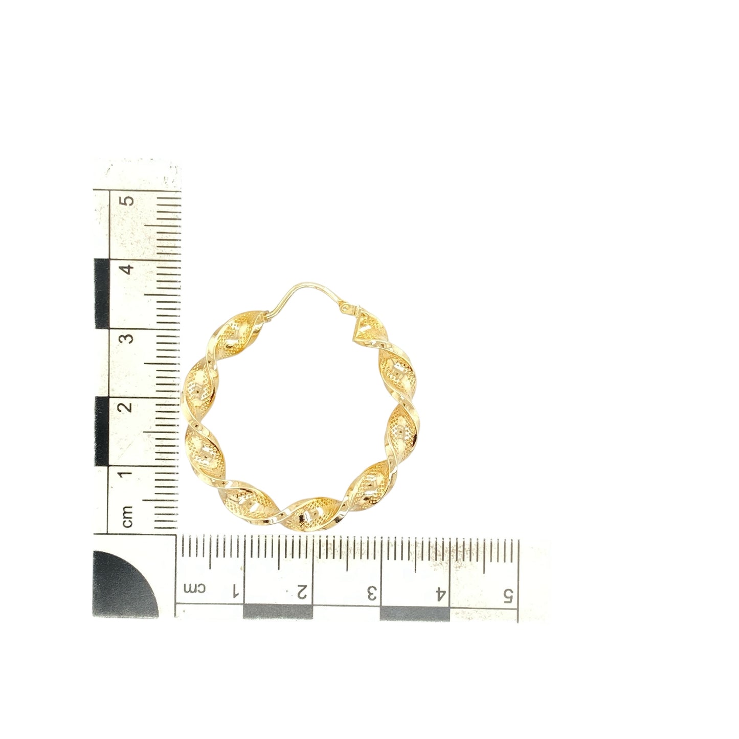 9ct Gold Ribbon Twisted Patterned Hoop Creole Earrings