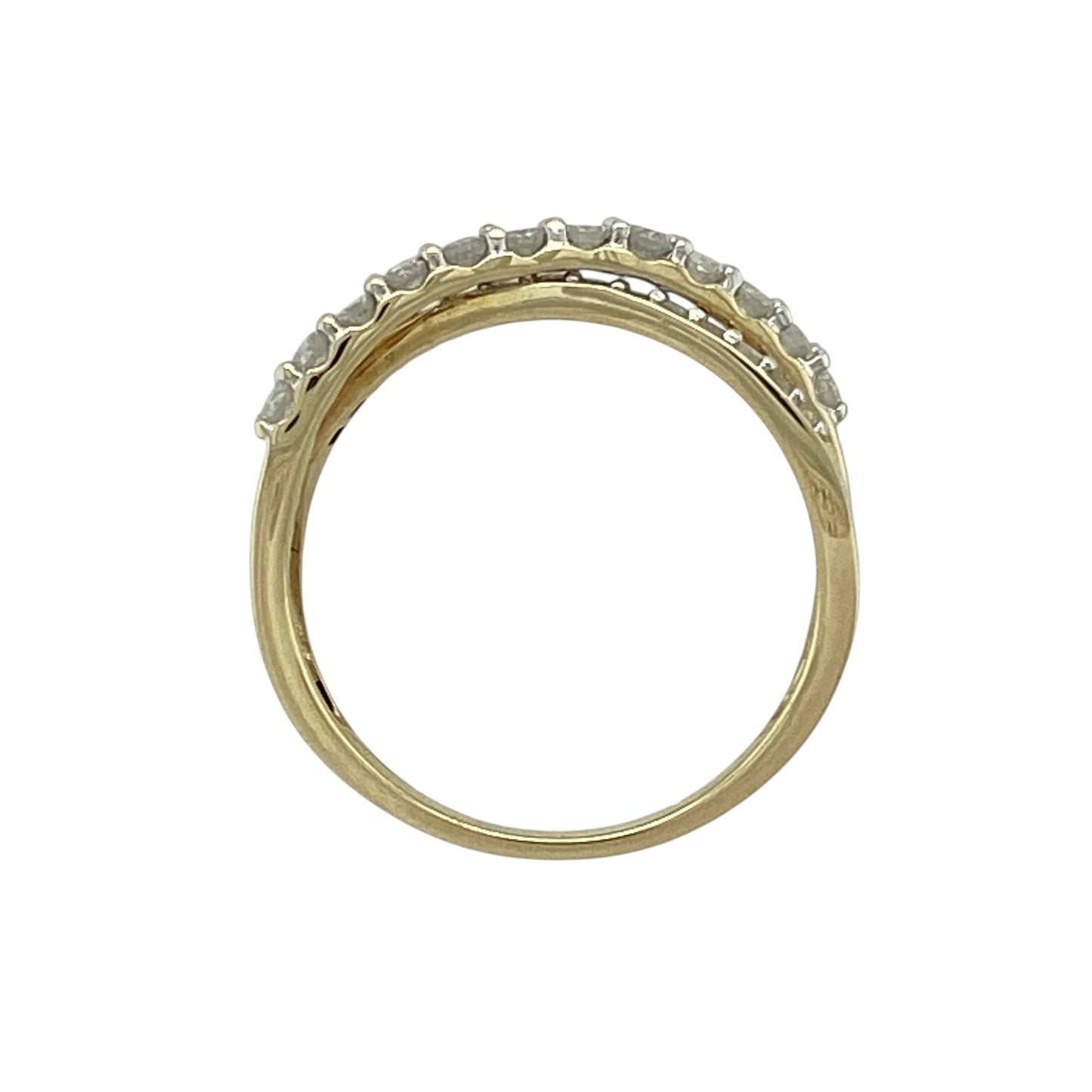9ct Gold & Diamond Set Crossover Band Ring