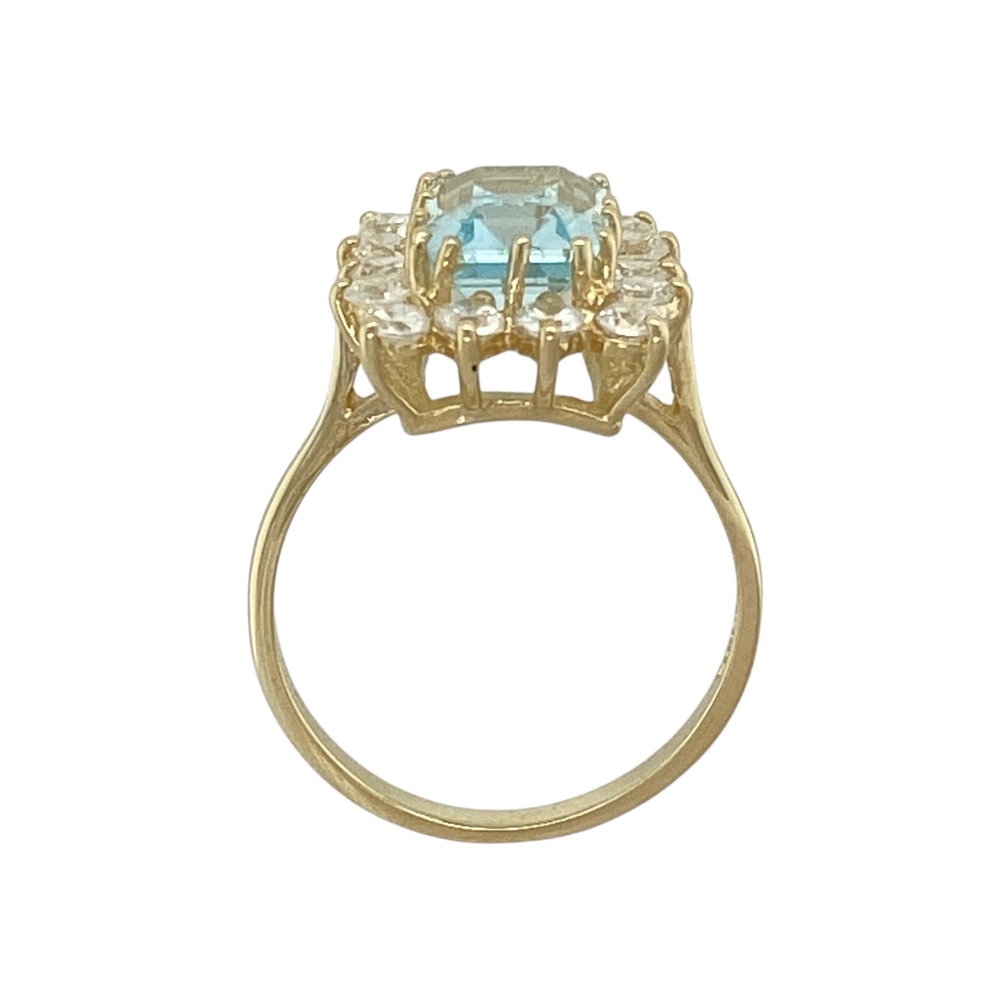 9ct Gold Aquamarine & Cubic Zirconia Set Cluster Ring