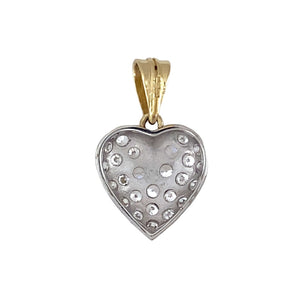 Preowned 9ct Yellow and White Gold & Cubic Zirconia Set Heart Pendant with the weight 2.70 grams