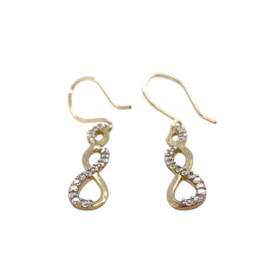 Preowned 9ct Yellow Gold & Cubic Zirconia Set Swirl Drop Earrings with the weight 1.90 grams