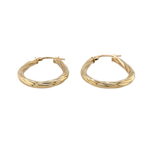 Preowned 9ct Yellow Gold Twisted Oval Creole Earrings with the weight 1.40 grams