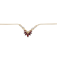 Load image into Gallery viewer, Preowned 9ct Yellow and White Gold Diamond &amp; Garnet Set 17&quot; Necklace with the weight 4.90 grams. The largest garnet stone is 7mm by 3mm
