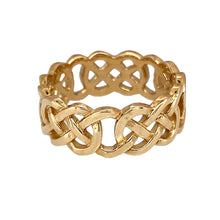 Load image into Gallery viewer, New 9ct Yellow Gold Celtic Knot Band Ring in size Q with the weight 5 grams. The band is 8mm wide

