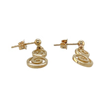 Load image into Gallery viewer, Preowned 9ct Yellow Gold Swirl Drop Earrings with the weight 2.20 grams

