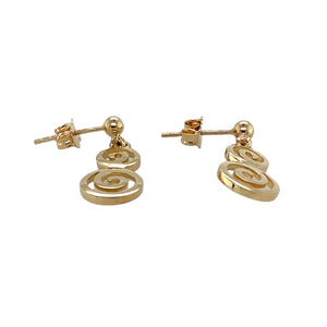 Preowned 9ct Yellow Gold Swirl Drop Earrings with the weight 2.20 grams