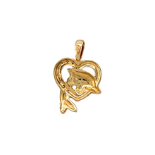 Load image into Gallery viewer, New 9ct Yellow and White Gold &amp; Diamond Set Dolphin Heart Pendant with the weight 1.30 grams. There is approximately 0.03ct of diamond content set in total
