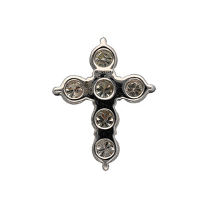 New 9ct White Gold & Diamond Set Cross Pendant with the weight 1.40 grams. There is approximately 0.50ct of diamond content in total with approximate clarity Si and colour K - M. The pendant is 1.7cm long