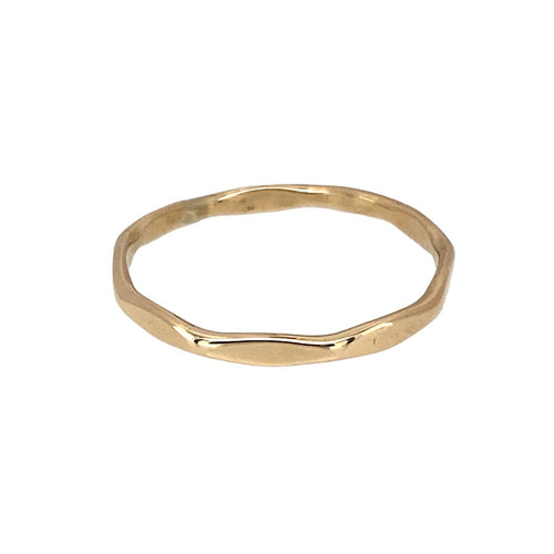 9ct Gold 2mm Hexagonal Patterned Band Ring