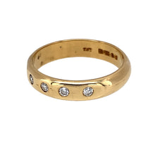 Load image into Gallery viewer, Preowned 18ct Yellow Gold &amp; Diamond Set Band Ring in size N with the weight 4.20 grams. The band is 4mm wide

