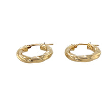 Load image into Gallery viewer, Preowned 9ct Yellow Gold Twisted Hoop Creole Earrings with the weight 1.20 grams
