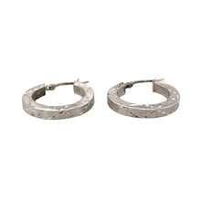 Load image into Gallery viewer, Preowned 9ct White Gold Patterned Hoop Creole Earrings with the weight 1.80 grams
