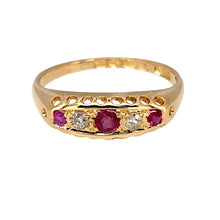Load image into Gallery viewer, 18ct Gold Diamond &amp; Ruby set Antique Chester Hallmarked Ring
