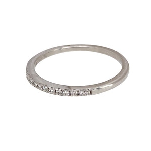 Preowned 9ct White Gold & Diamond Set 1.5mm wide Band Ring in size Q with the weight 1.60 grams. There is approximately 0.7pt of diamond content in total
