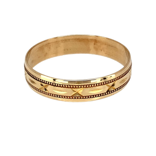 9ct Gold Patterned 4mm Wedding Band Ring