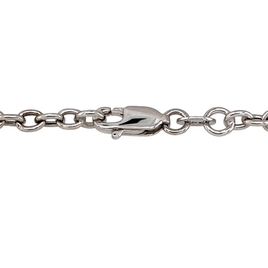 Preowned 9ct White Gold & Cubic Zirconia Set Heart Padlock 7.5" Bracelet with the weight 4.20 grams. The heart padlock is approximately 13mm by 12mm and the link width is 3mm