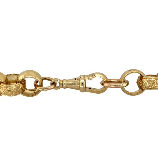 New 9ct Yellow Solid Gold 26" Patterned Belcher Chain with the weight 159.40 grams. The link are 15mm width and are alternating in plain and patterned