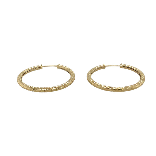 9ct Gold Patterned Hoop Earrings