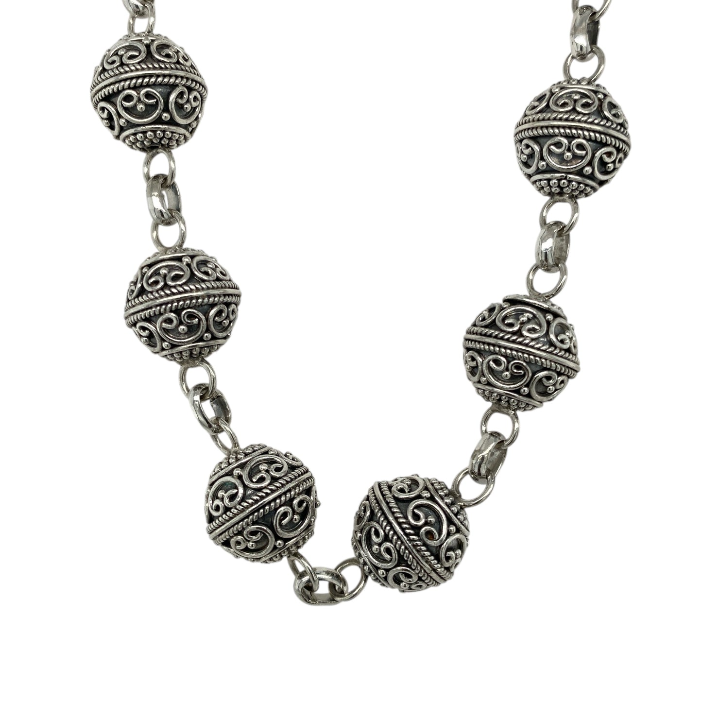 925 Silver Patterned Ball 18" Chain/Necklace