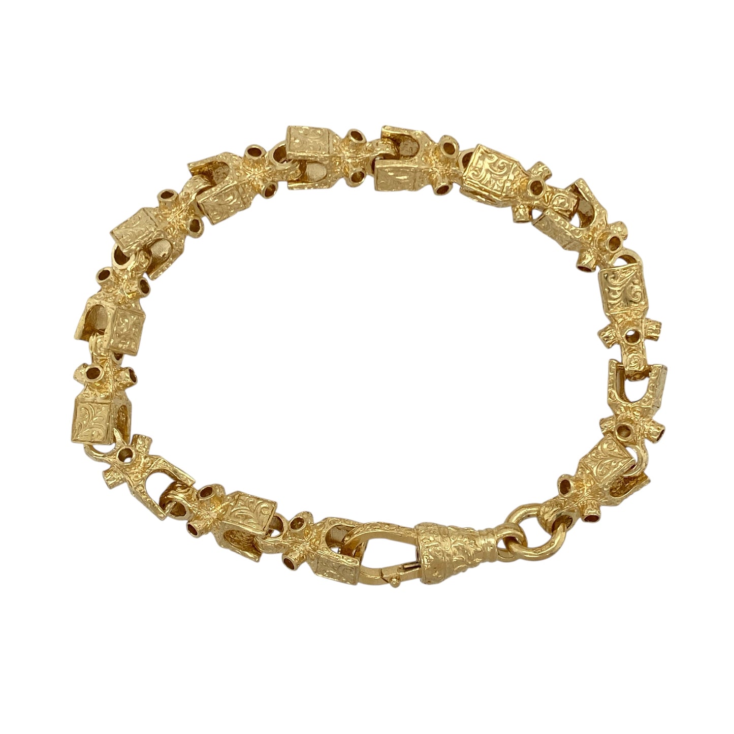 New Solid 925 Silver Heavily 9ct Gold Plated 8" Lego Link Bracelet