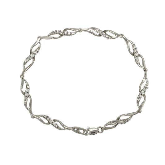 9ct White Gold & Cubic Zirconia Set 7.25" Bracelet