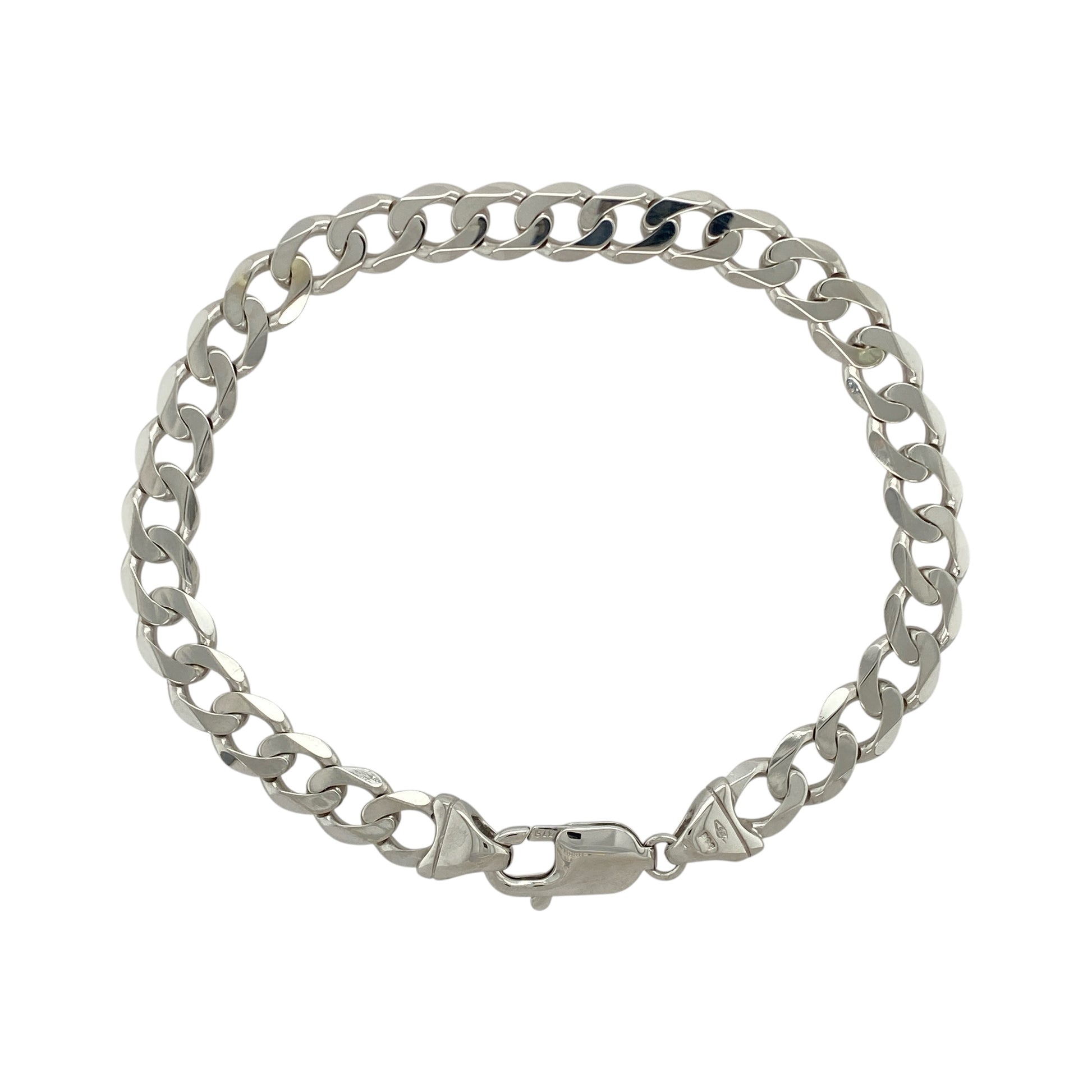 9ct White Gold 8.25" Curb Bracelet