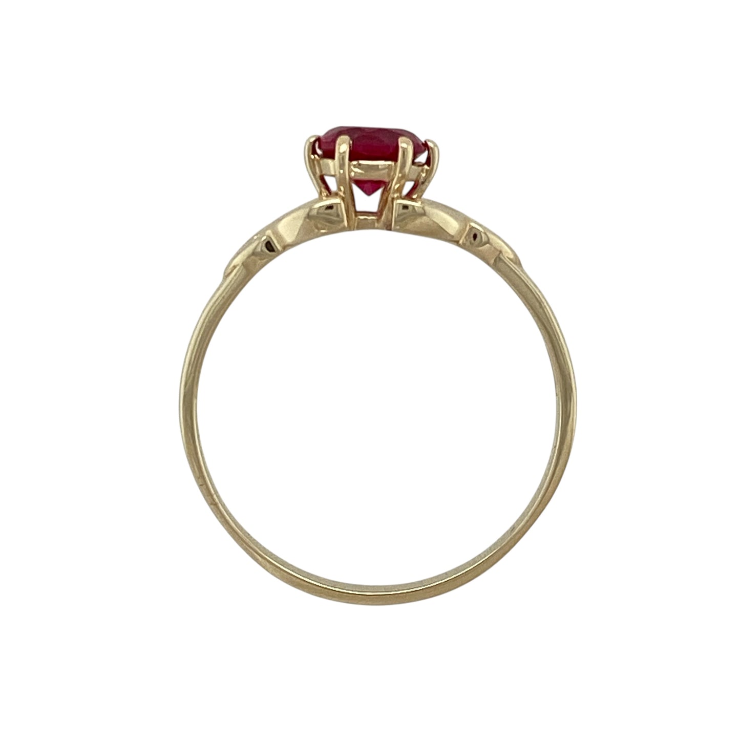 9ct Gold & Red Stone Set Celtic Knot Design Ring