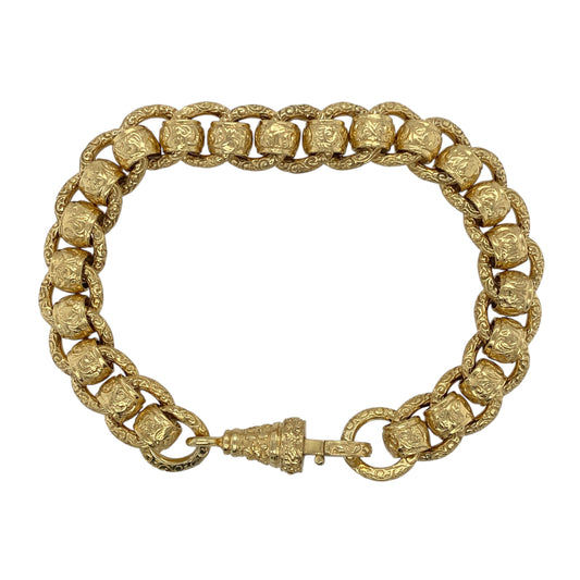 New Solid 925 Silver Heavily 9ct Gold Plated 9" Rollerball Bracelet