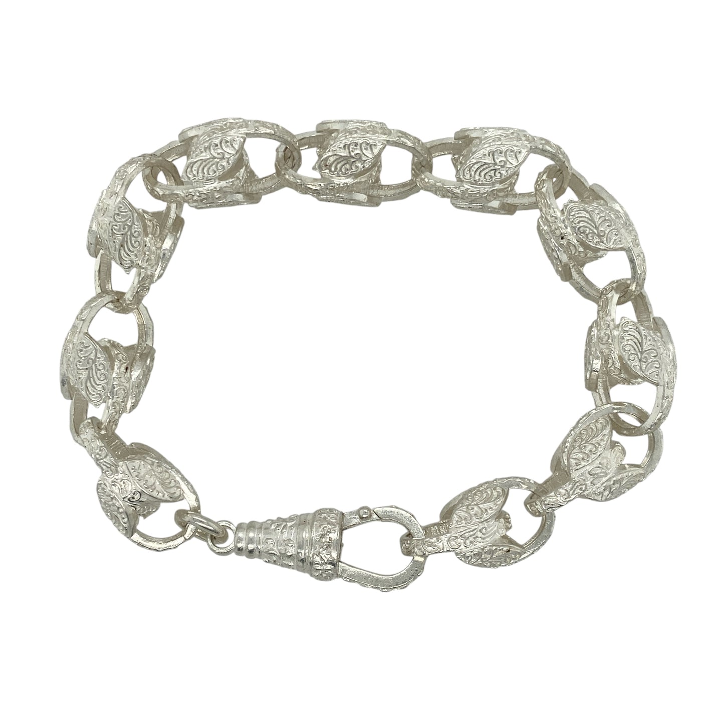 New 925 Silver 9" Patterned Tulip Bracelet