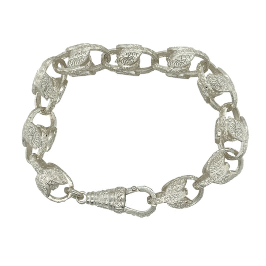 New 925 Silver 9" Patterned Tulip Bracelet