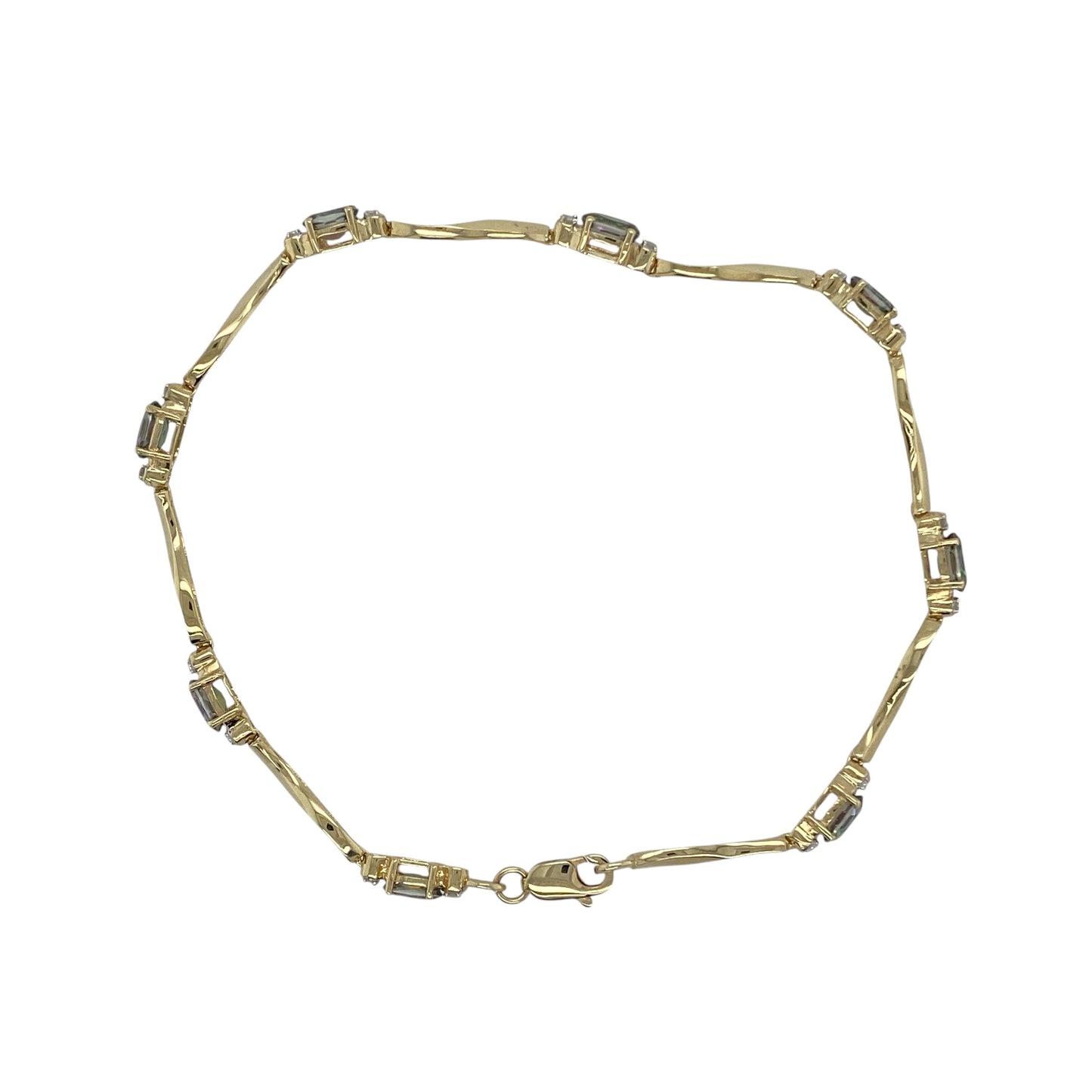 9ct Gold Diamond & Mystic Topaz Set 7.5" Bracelet