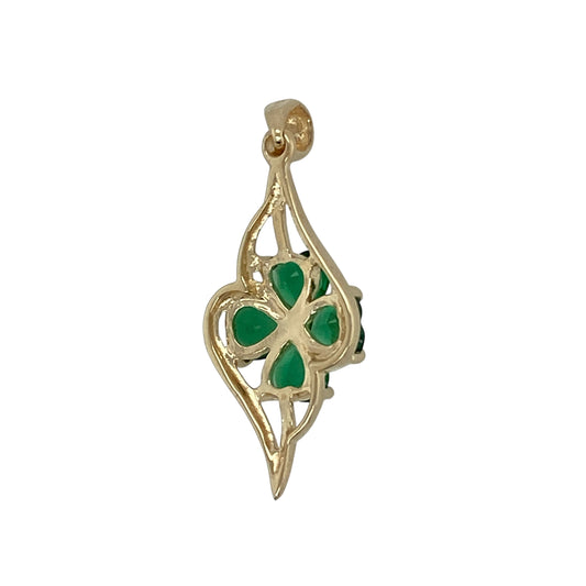 Bring vibrant colour and sparkling charm to your collection with this pre-owned 9ct yellow gold pendant, styled in a floral design with green stones and cubic zirconia.
Design: The pendant features a flower motif with emerald-coloured stones at the centre and sparkling cubic zirconia accents, creating a bright and eye-catching look.
Material: Made from 9-carat yellow gold, the polished finish enhances the warm tone and frames the colourful stones beautifully.