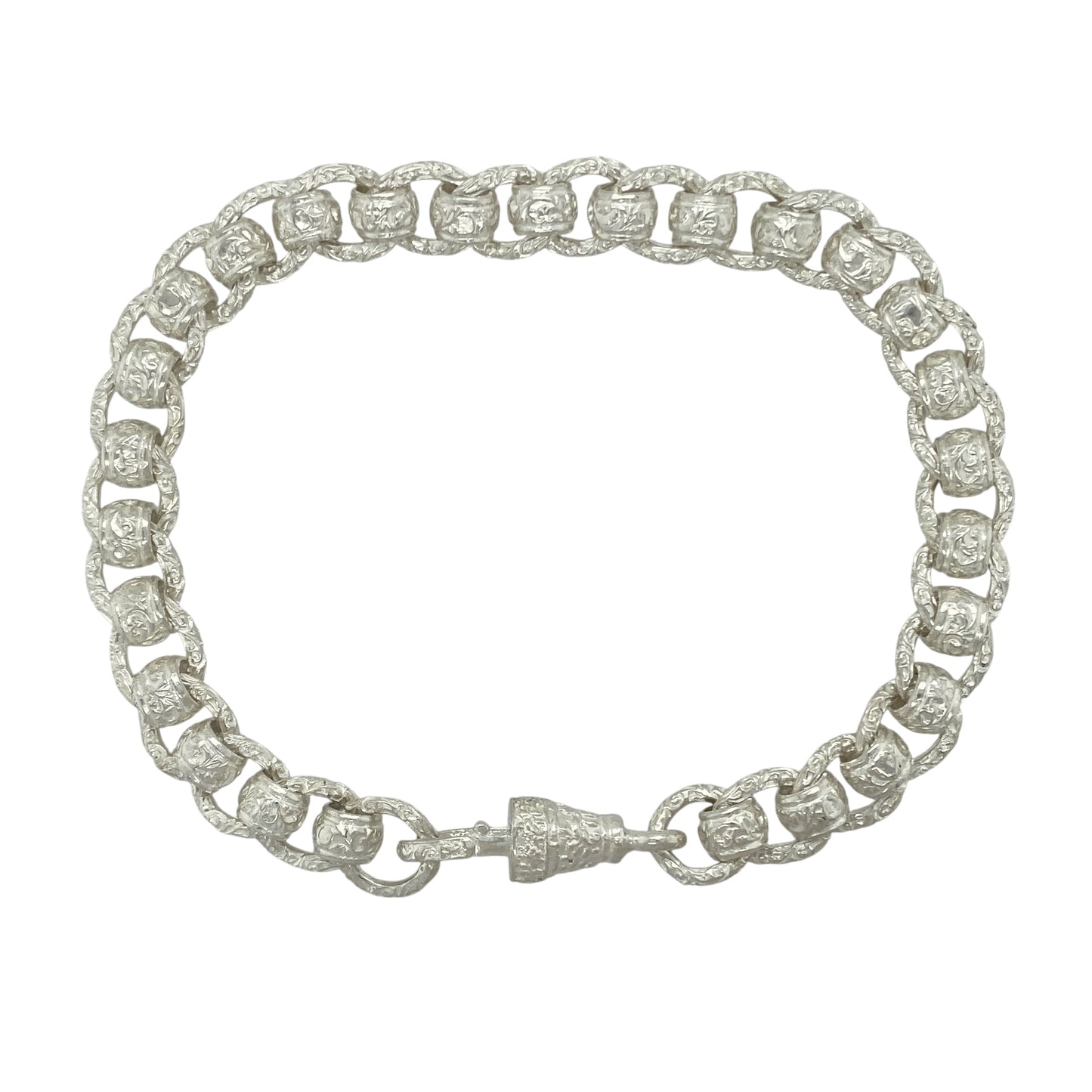 New 925 Solid Silver 9" Patterned Rollerball Bracelet