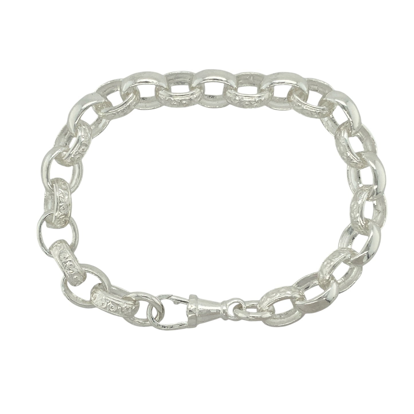 New 925 Solid Silver 8" Patterned Belcher Bracelet