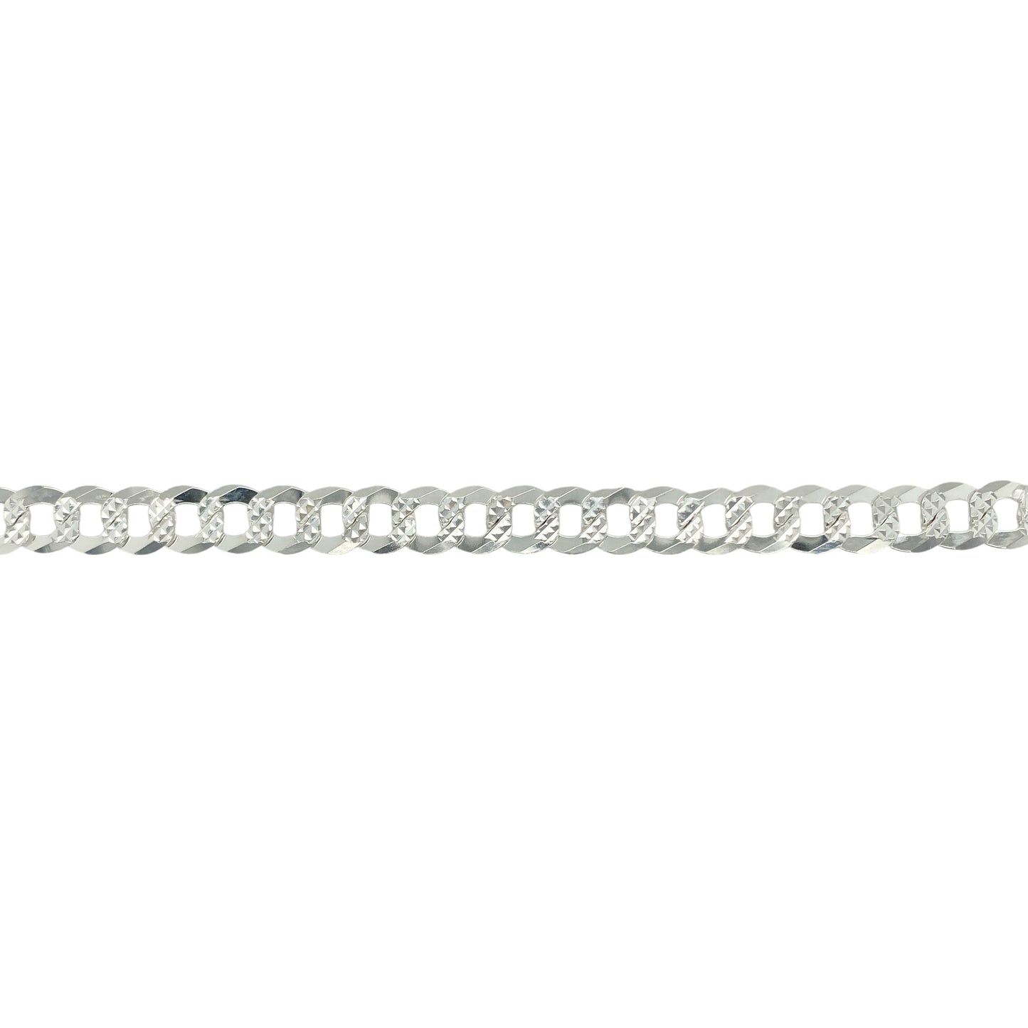 New 925 Silver 24" Diamond Cut Patterned Curb Chain